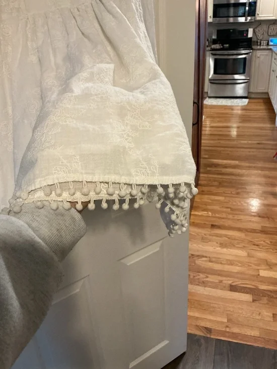 Zara Cream Embroidered Long Sleeve Babydoll Dress Womens Small Cottagecore Fairy - Picture 10 of 13